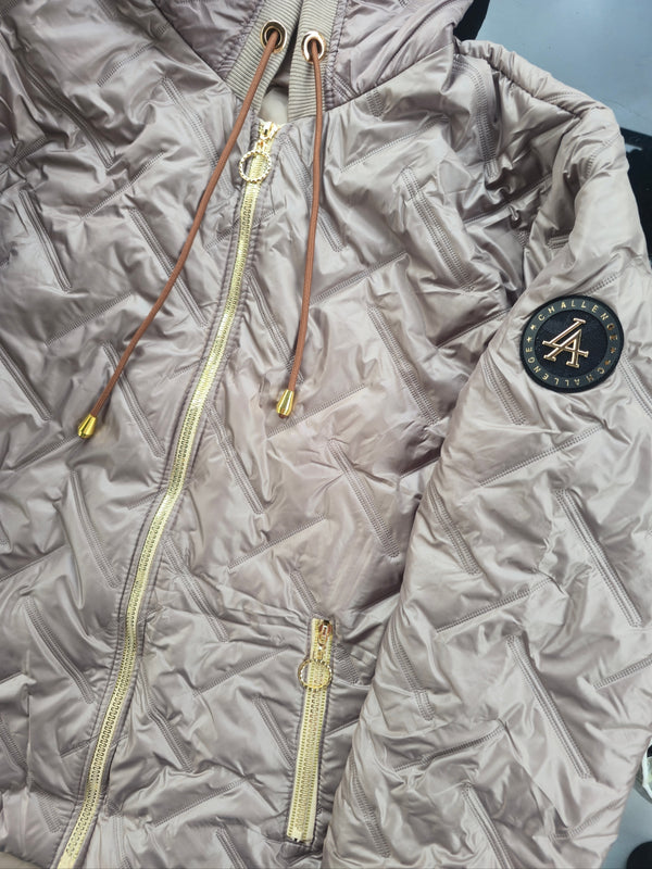 Zoe Oversize Quilted hooded jacket Pearl Beige