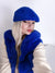 Faux fur fluffy beret hat Royal Blue