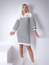 White Stripe knitted jumper dress