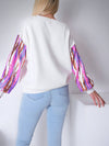 Ella Sequin sleeves jumper White