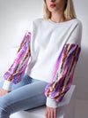 Ella Sequin sleeves jumper White