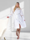Crochet shirt dress White