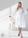 Crochet shirt dress White