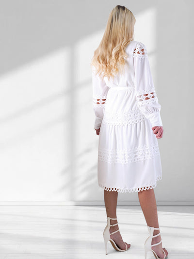 Crochet shirt dress White