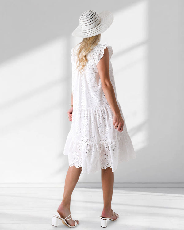Broderie smock dress white