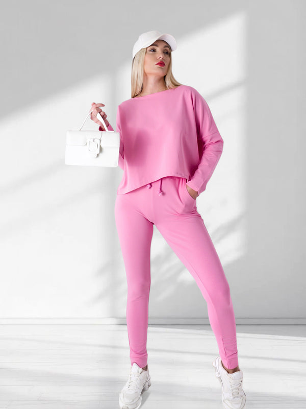 Fara Co.Ord Joggers and Jumper set Pink