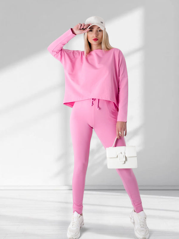 Fara Co.Ord Joggers and Jumper set Pink