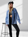 Crochet Back Denim shacket Blue