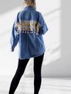 Crochet Back Denim shacket Blue