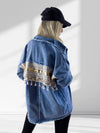Crochet Back Denim shacket Blue