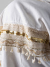 Crochet Back Denim shacket Cream-White