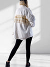 Crochet Back Denim shacket Cream-White