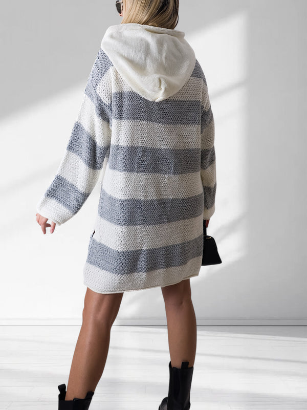 Leah hooded knitted dress Grey