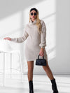 Betty roll-neck knitted dress Beige