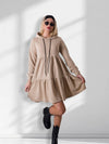 Lexi soft knit tiered hooded dress Beige