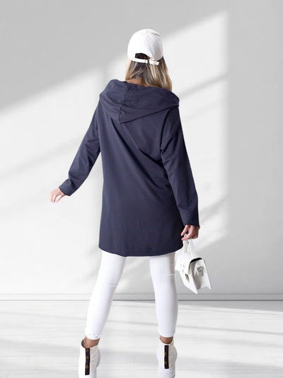 Asymmetric oversize hooded Top Dark Grey
