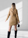 Sissy v-neck belted knitted dress Camel