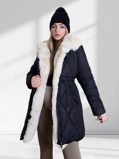 Alina faux fur hooded quilted coat