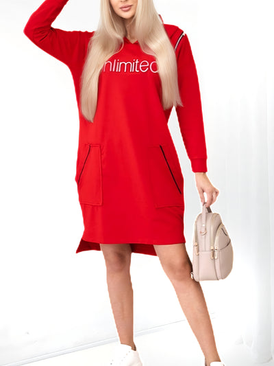 Unlimited hooded jumper dress Red