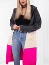 Lili Striped hooded cardigan pink