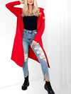 Hooded longline cardigan Red