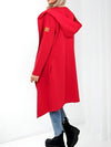 Hooded longline cardigan Red