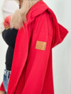 Hooded longline cardigan Red