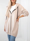 Hooded zip up jumper world Beige