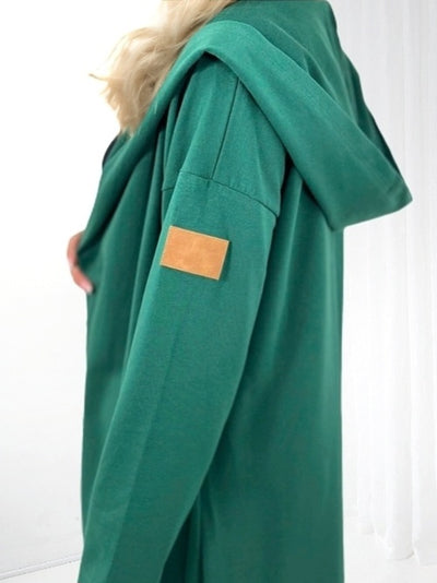 Hooded longline cardigan Green