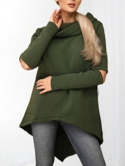 Hooded cut out sleeve detail oversize jumper Khaki