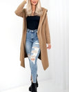 Hooded longline cardigan Camel