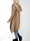 Hooded longline cardigan Camel