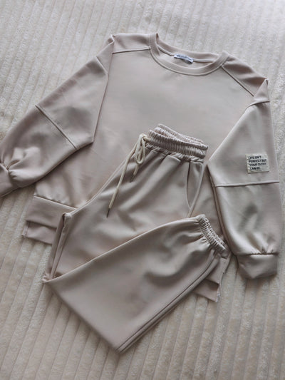 Life Co.Ord Joggers and Jumper set Beige