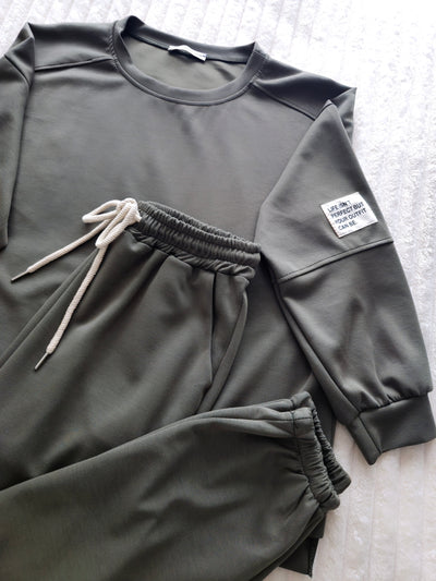 Life Co.Ord Joggers and Jumper set Khaki