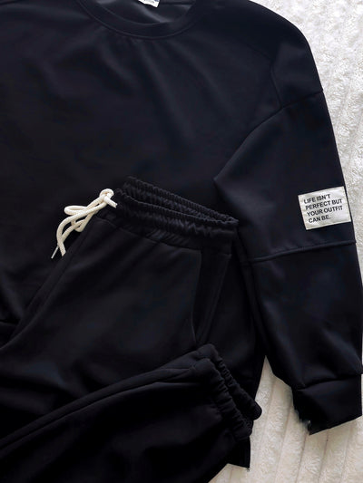 Life Co.Ord Joggers and Jumper set Black