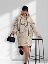 Letter print jumper dress Beige