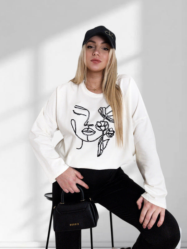 Face art sweatshirt White