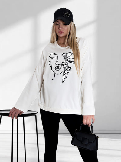 Face art sweatshirt White