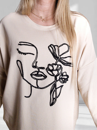 Face art sweatshirt Beige