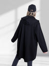 Hooded zipper cotton jacket Black