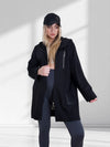 Hooded zipper cotton jacket Black