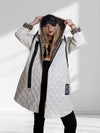 Cream-Beige Leo detail Oversize Quilted hooded jacket Plus size