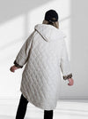 Cream-Beige Leo detail Oversize Quilted hooded jacket Plus size