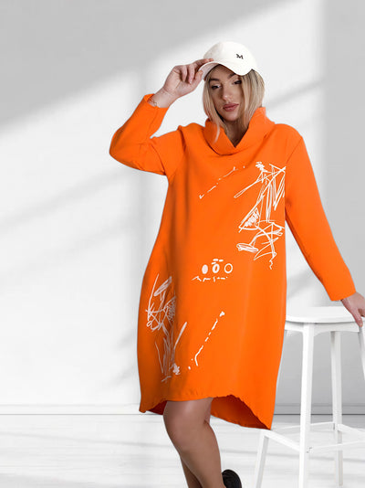 Printed jumper dress Orange