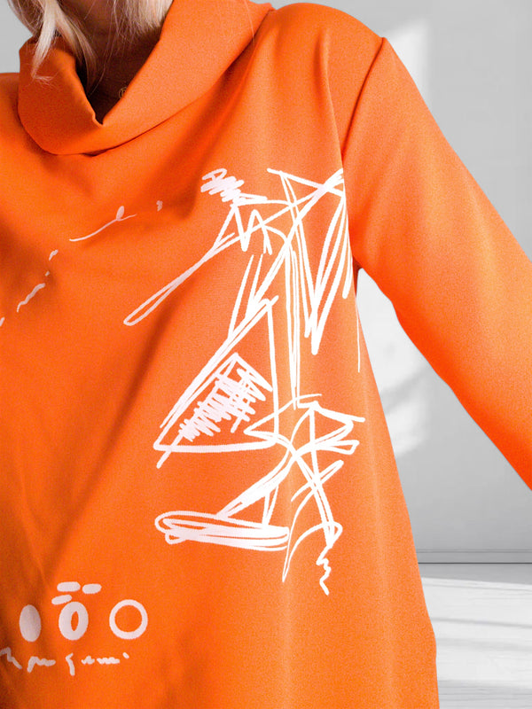 Printed jumper dress Orange