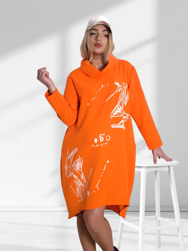 Printed jumper dress Orange