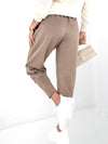 Emma Belted stretchy pants Dark Beige