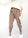 Emma Belted stretchy pants Dark Beige