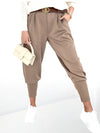 Emma Belted stretchy pants Dark Beige