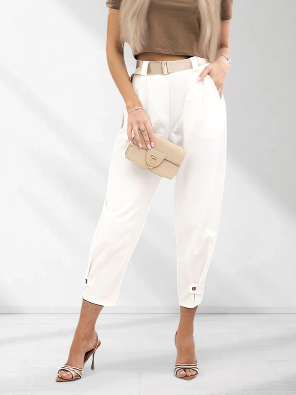 Lara Belted pants White-Cream
